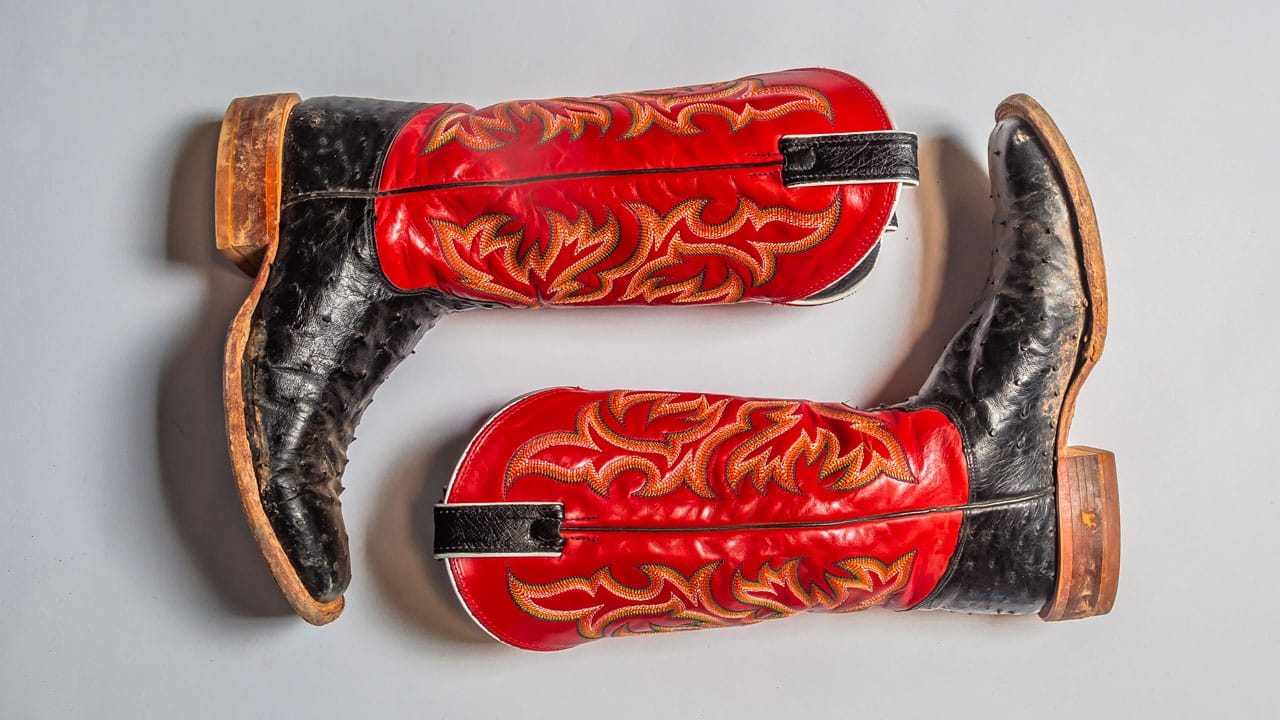 red and black cowboy boots